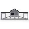 Large Wooden Rabbit Hutch Indoor and Outdoor Bunny Cage with a Tray and Runs for Small Animals,Gray