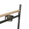 Bird Stand Rack with Solid Wood Perch, Feeding bowls, Waste Tray, Toy Hook and Casters, Black