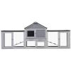 Large Wooden Rabbit Hutch Indoor and Outdoor Bunny Cage with a Tray and Runs for Small Animals,Gray