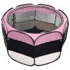 Foldable Dog Playpen with Carrying Bag Pink 57.1"x57.1"x24"